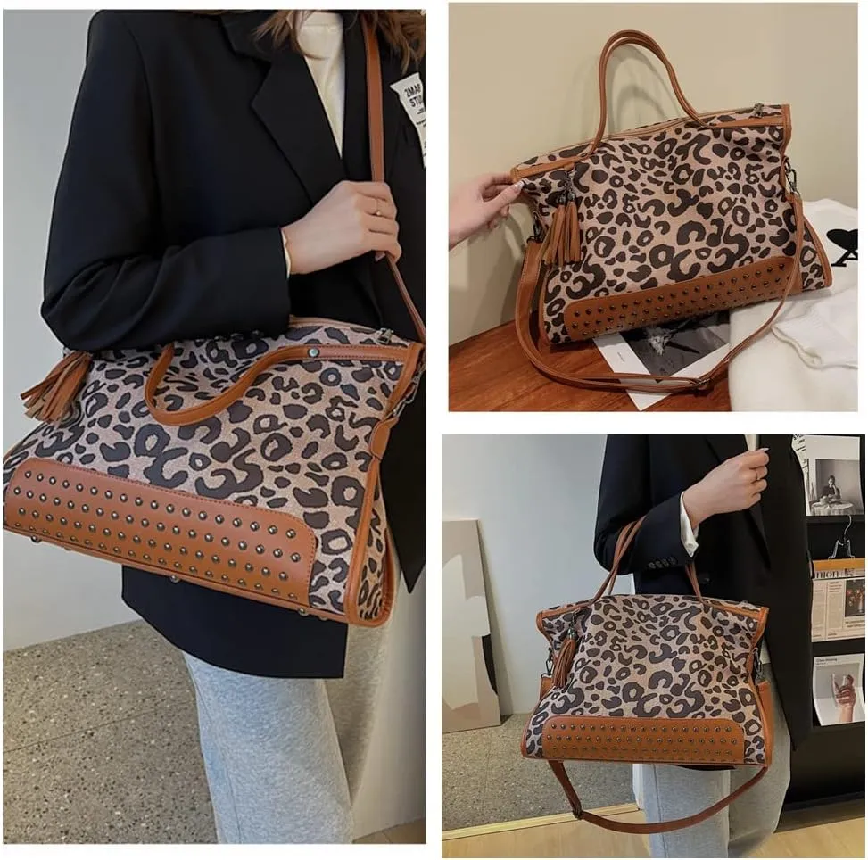 Mn&Sue Punk Motorcycle Style Rivet Studded PU Leather Women Handbags Ladies Top Handle Satchel Large Tote Bag Crossbody Bags
