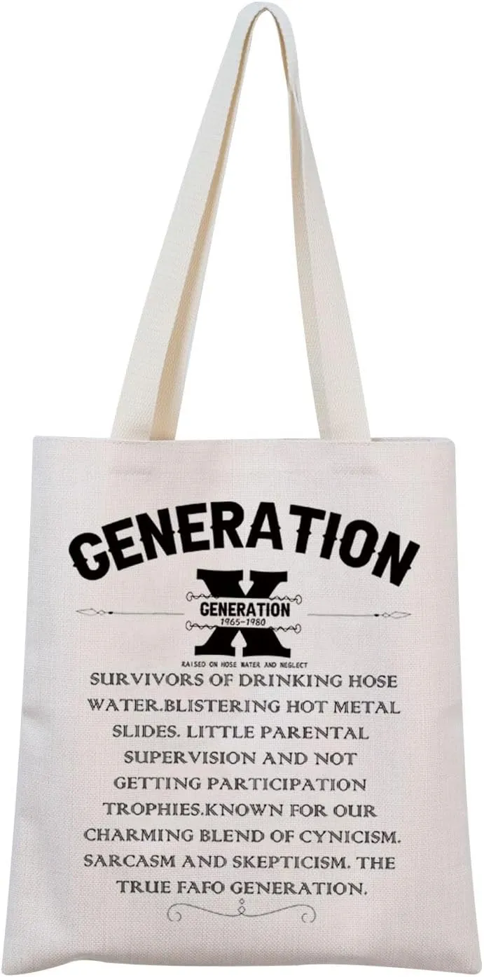 MNIGIU Funny Gen X 80s Gift Generation X Gift Gen X Tote Bag Raised On Hose Water And Neglect Nostalgia Gift