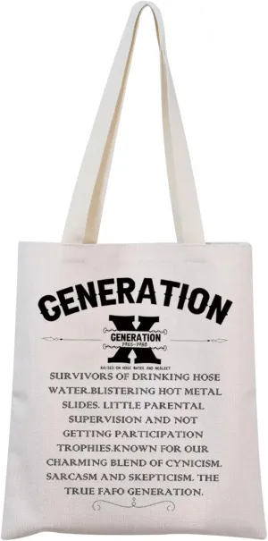 MNIGIU Funny Gen X 80s Gift Generation X Gift Gen X Tote Bag Raised On Hose Water And Neglect Nostalgia Gift