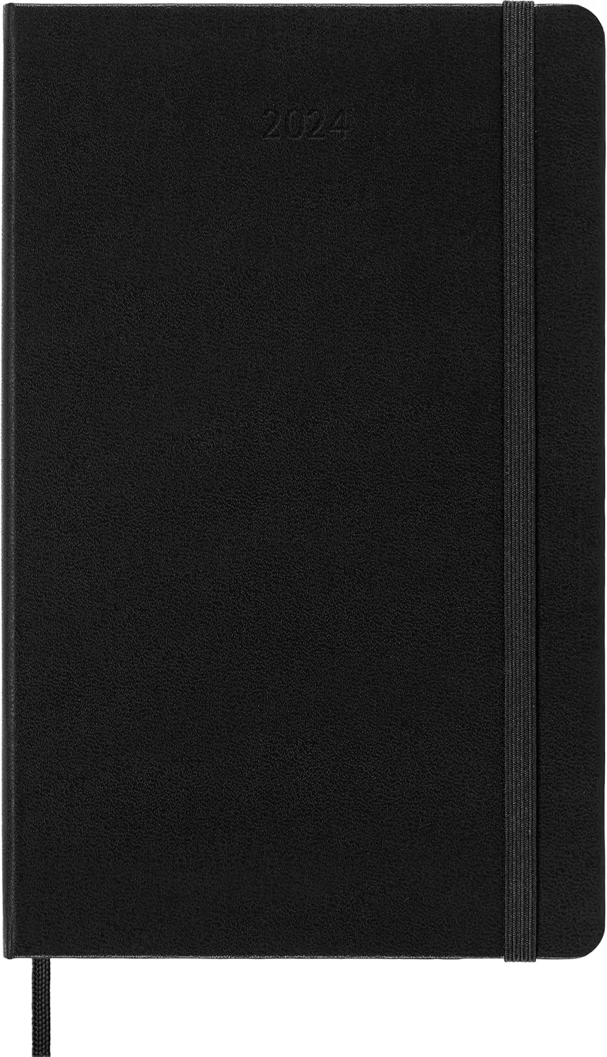 Moleskine Classic 12 Month 2024 Daily Planner, Hard Cover, Large (5" x 8.25"), Black