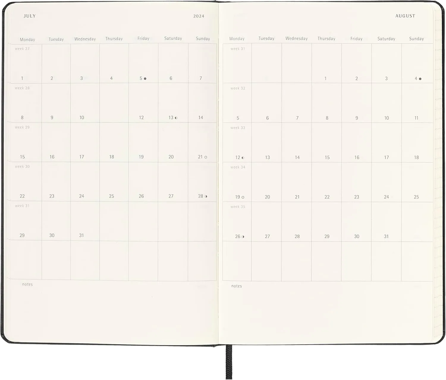 Moleskine Classic 12 Month 2024 Daily Planner, Hard Cover, Large (5" x 8.25"), Black