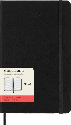 Moleskine Classic 12 Month 2024 Daily Planner, Hard Cover, Large (5" x 8.25"), Black