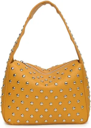 Molodo Studded Purses for Women Punk Shoulder Bag Y2K Soft PU Leather Underarm Bags Trendy Small Tote Handbag Purses
