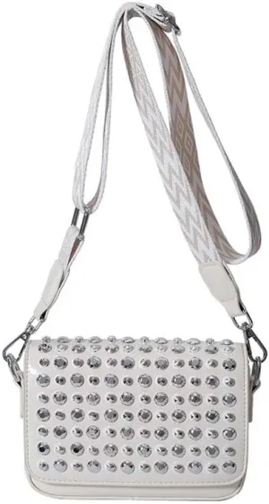 Molodo Studded Shoulder Bag for Women Trendy PU Leather Crossbody Bag Punk Handbag Purses Retro Small Shoulder Handbag