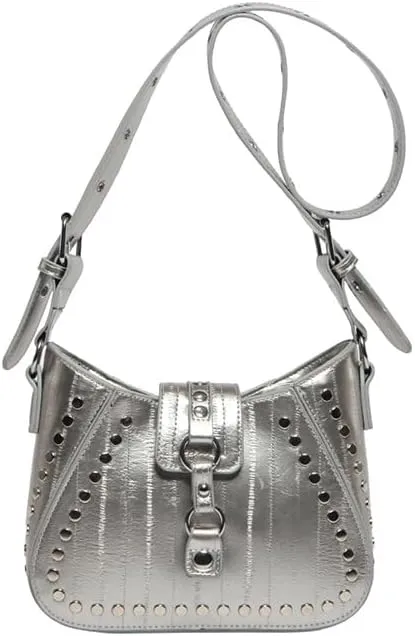 Molodo Trendy Rivet Shoulder Bag for Women PU Leather Studded Crossbody Bag Tote Handbag Punk Handbag Purse
