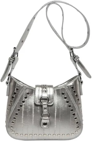 Molodo Trendy Rivet Shoulder Bag for Women PU Leather Studded Crossbody Bag Tote Handbag Punk Handbag Purse