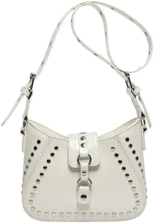 Molodo Trendy Rivet Shoulder Bag for Women PU Leather Studded Crossbody Bag Tote Handbag Punk Handbag Purse