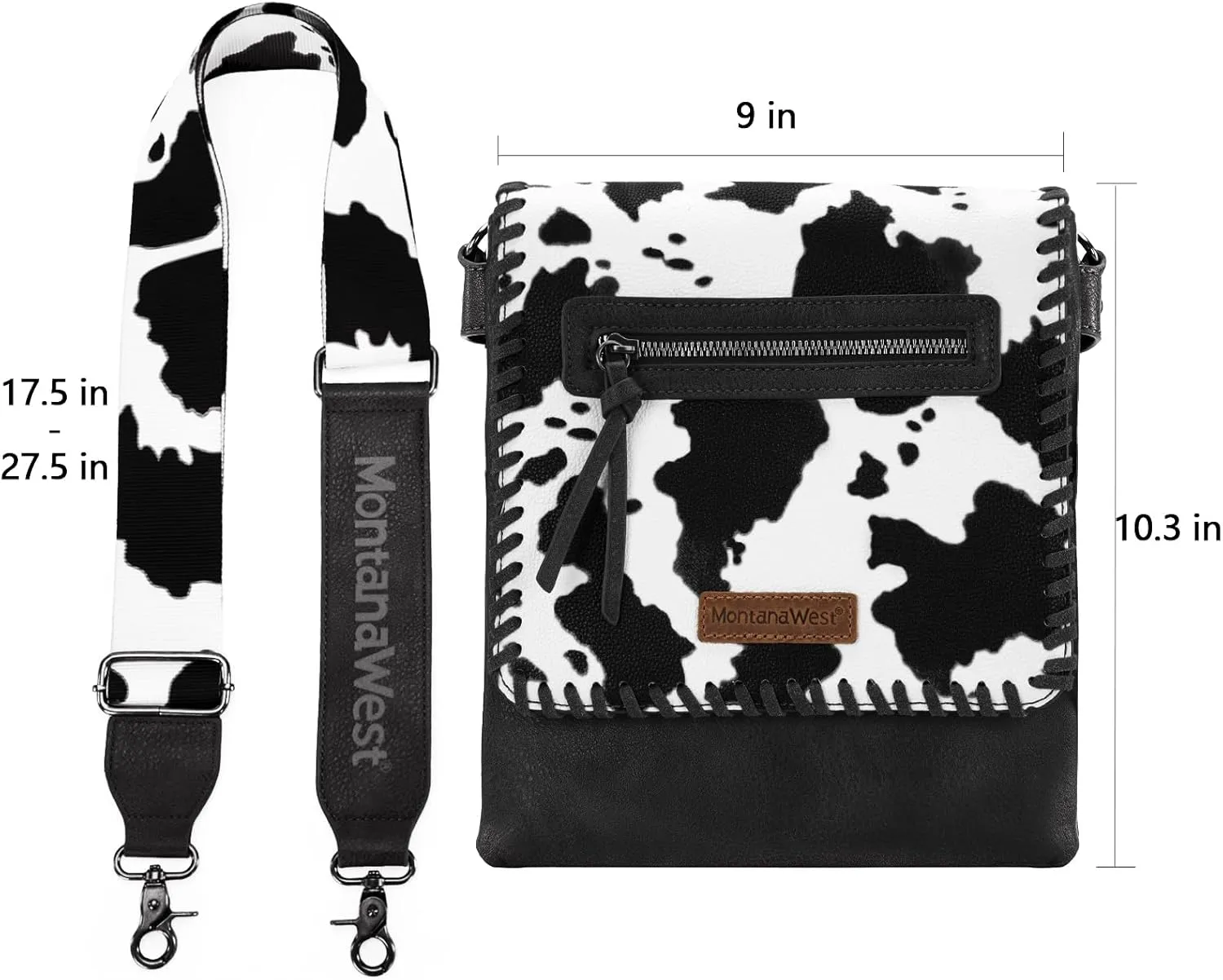 Montana West Crossbody Bags for Women with Dual Compartments Western Cross Body Purse with Leopard Print Guitar Strap