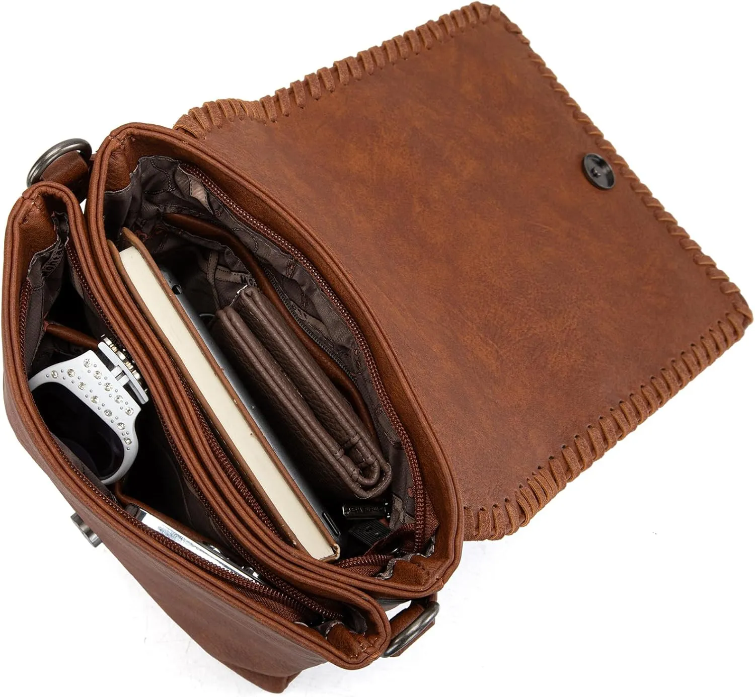 Montana West Crossbody Bags for Women with Dual Compartments Western Cross Body Purse with Leopard Print Guitar Strap