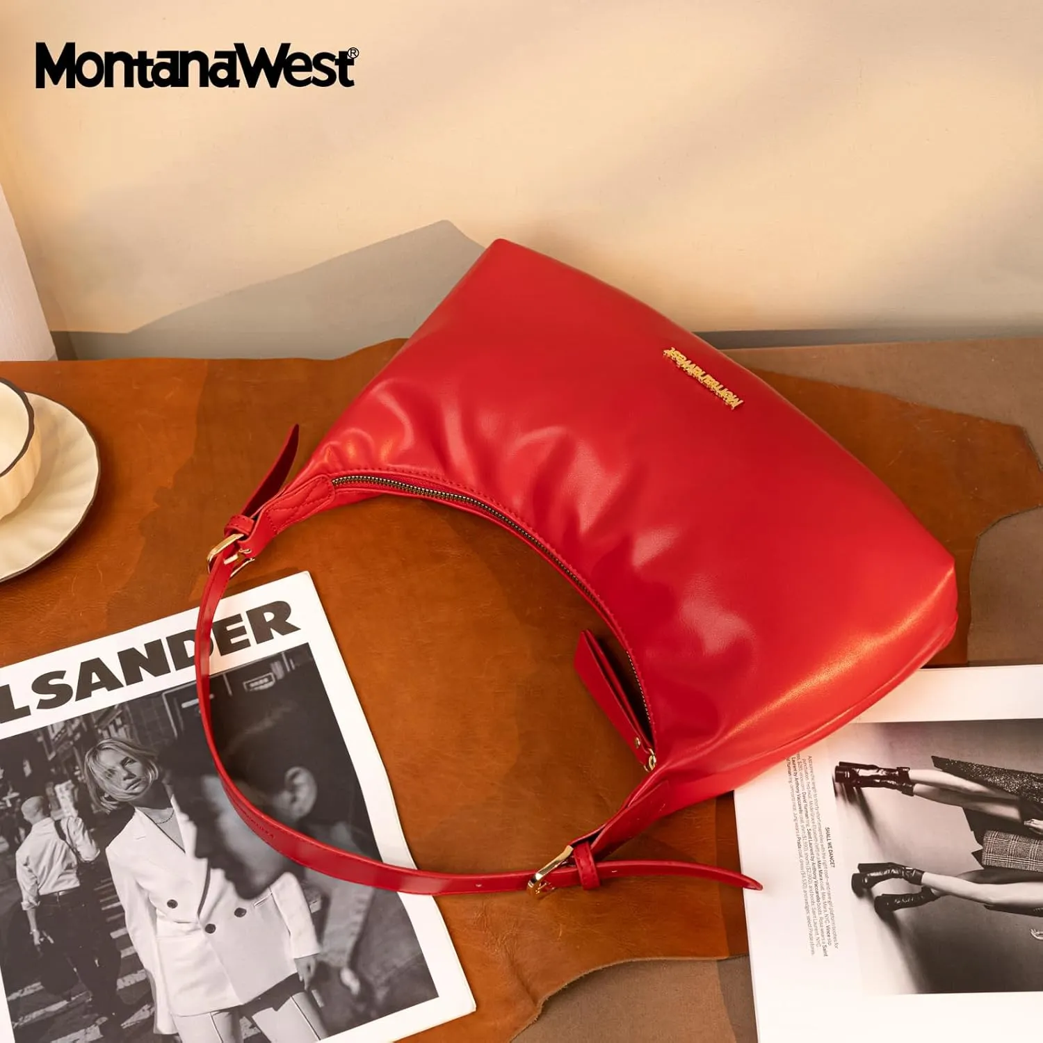 Montana West MEDIUM Shoulder Purses for Women Crescent Hobo Bags Trendy Purses