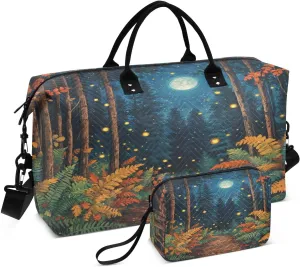 Moonlit Ferns Amber Sports Gym Bag for Women Men Travel Duffel Bag Weekend Overnight Carry on Bag with Toiletry Bag Hospital Bag for Hospital Plane Swimming Yoga Workout