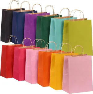 Moretoes 36pcs Paper Gift Bags with Handles Bulk, 7.5"x 4.7"x 10.2" Party Favor Bags, Medium Goodie Bags for Kids Birthday, Crafts, Christmas Party Supplies (12 Colors)