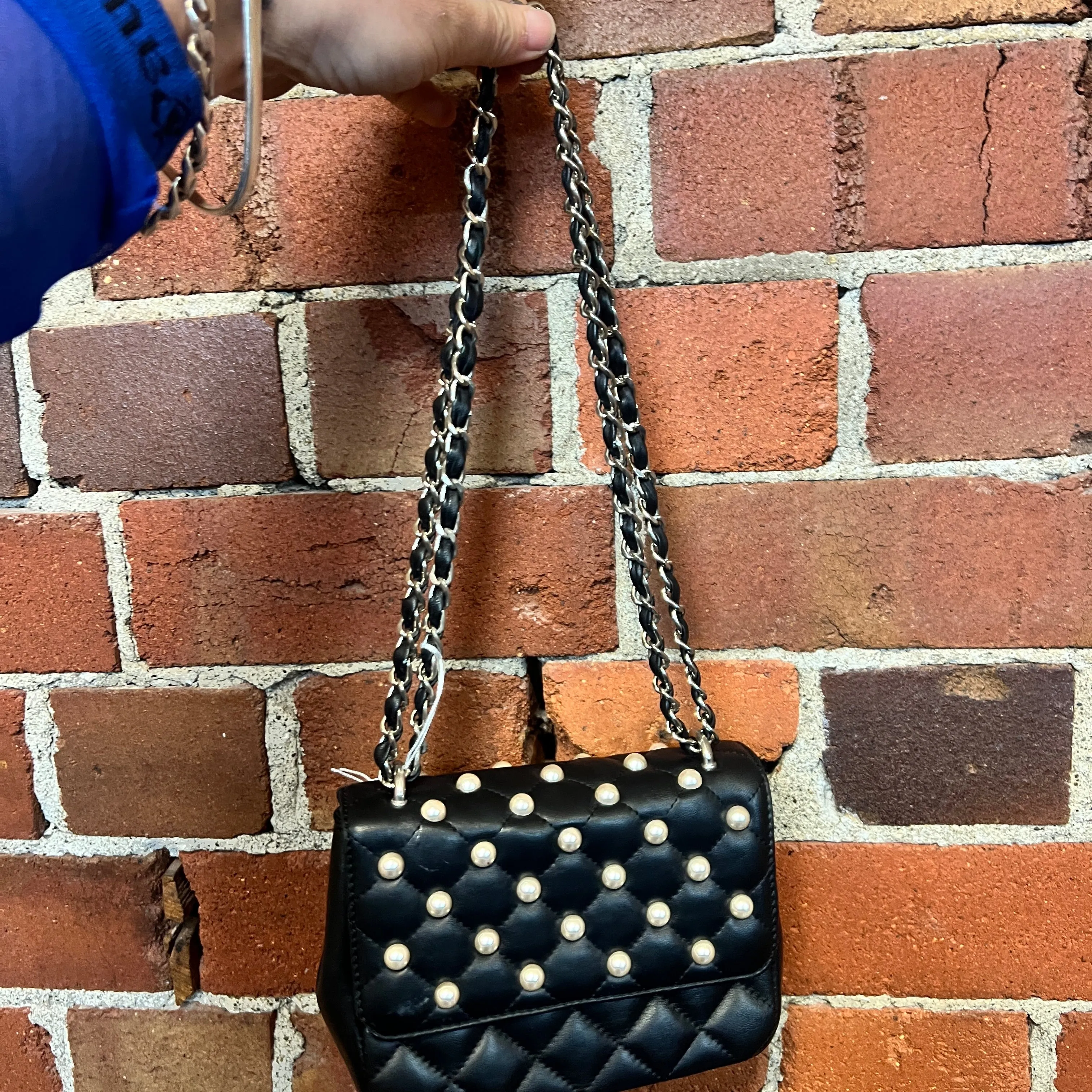MOSCHINO leather and pearl handbag