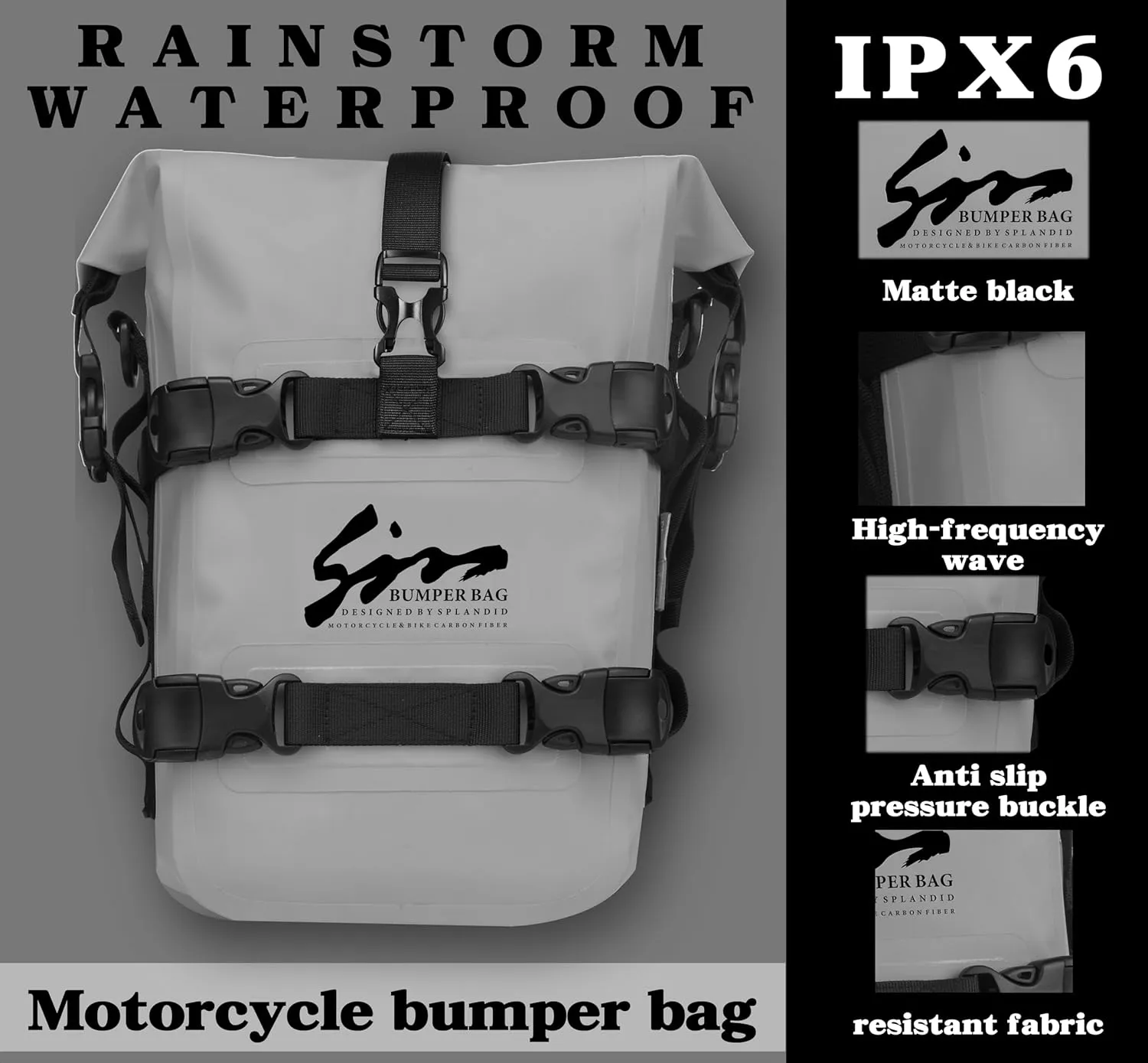 Motorcycle Waterproof Saddle Bag Motorcycle Accessories Tool Tank Bags Multifunctional Outdoor Motorbike Storage Carry Bag with Strap Grey 8L