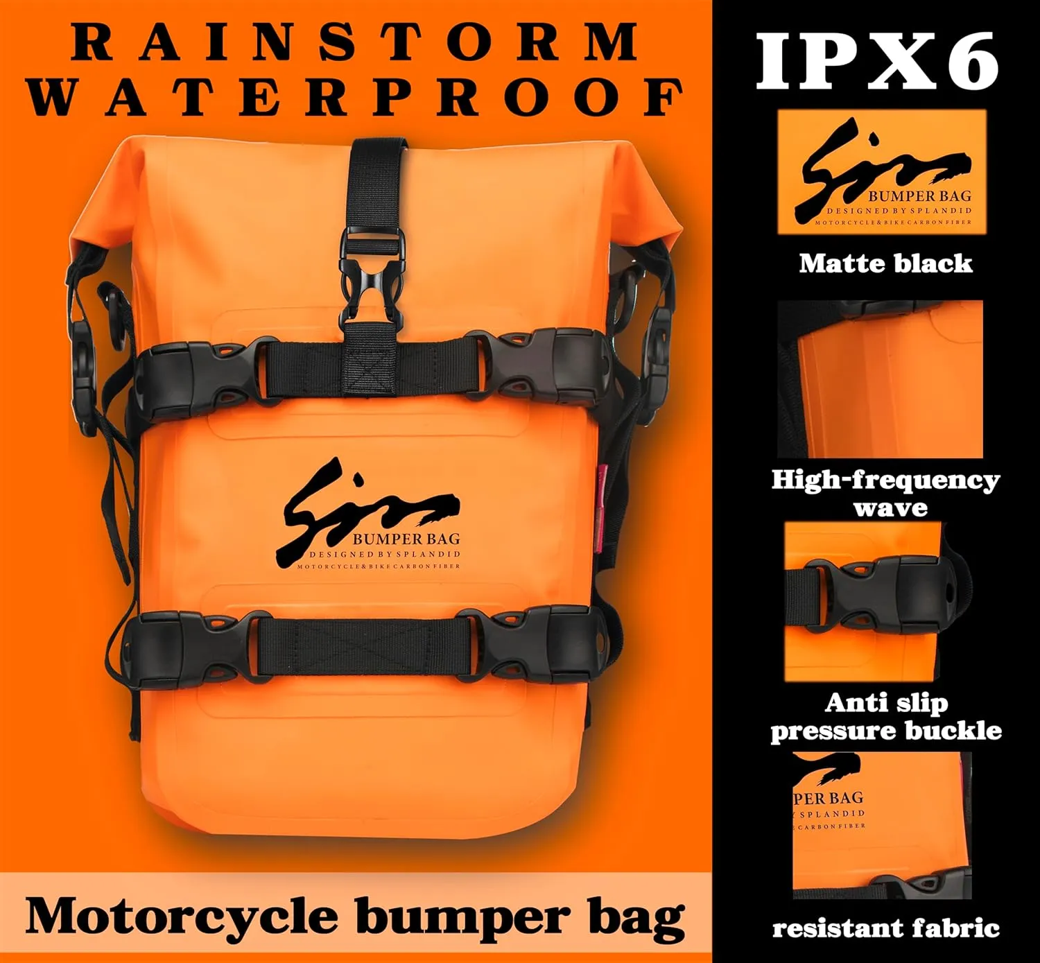 Motorcycle Waterproof Saddle Bag Motorcycle Accessories Tool Tank Bags Multifunctional Outdoor Motorbike Storage Carry Bag with Strap Orange 8L