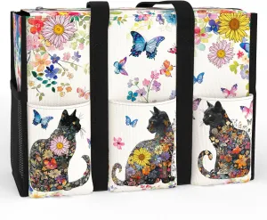 Multi-Pocket Tote Bag for Women. Waterproof Bag with Multiple Convenient Pockets and Zipper. Gift for Cat Lovers.