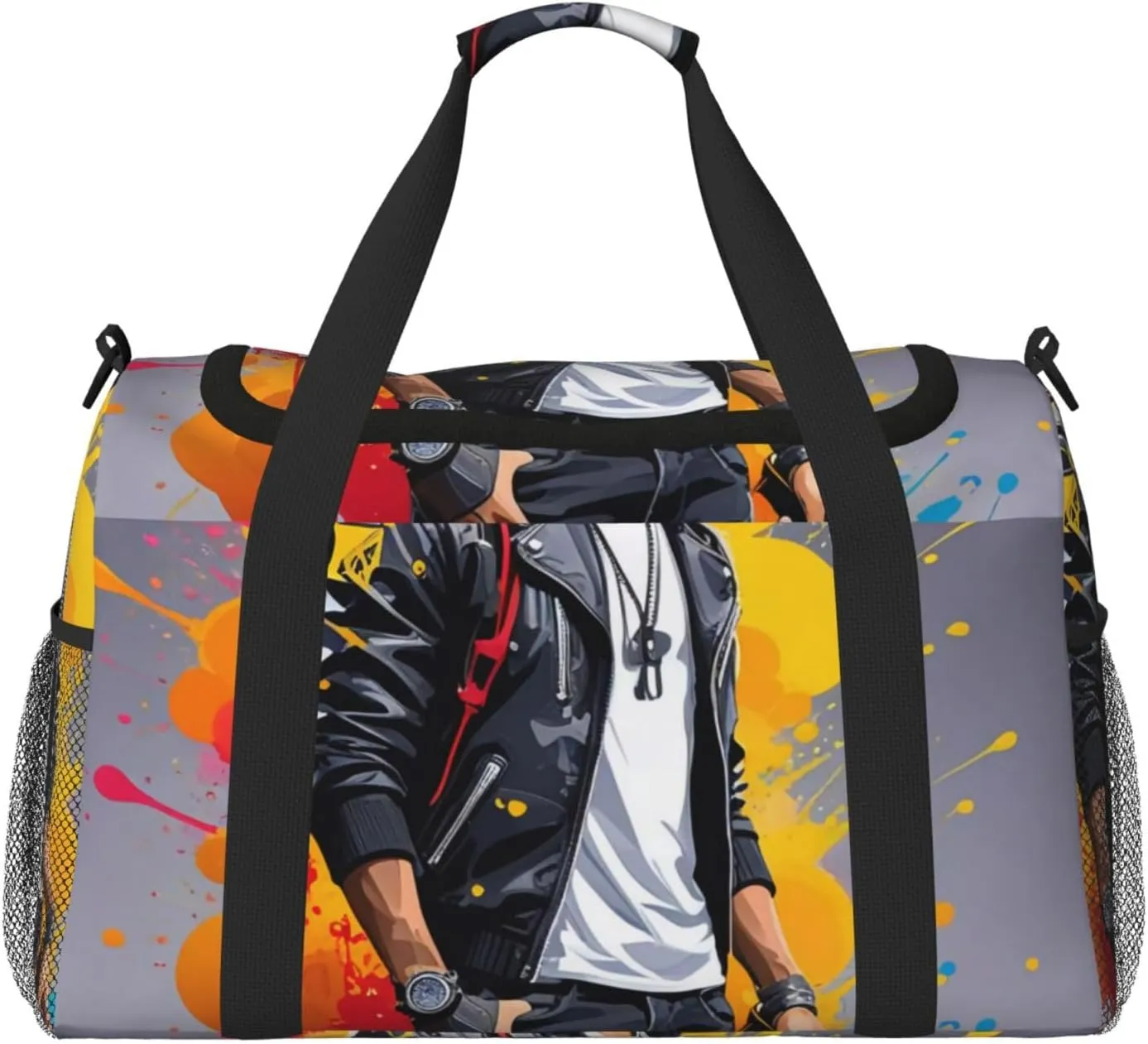 Musical with Spray Print Travel Duffel Bag for Men & Women, Foldable Travel Bags and Spacious Weekender Tote Bag for Storage Toiletry Luggage Personal Item