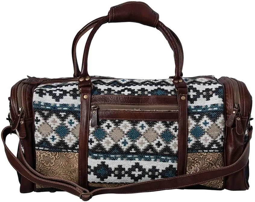 Myra Bag Duffle Bag for Women - Western Upcycled Canvas Leather Shoulder Bag - Darrington Ranch