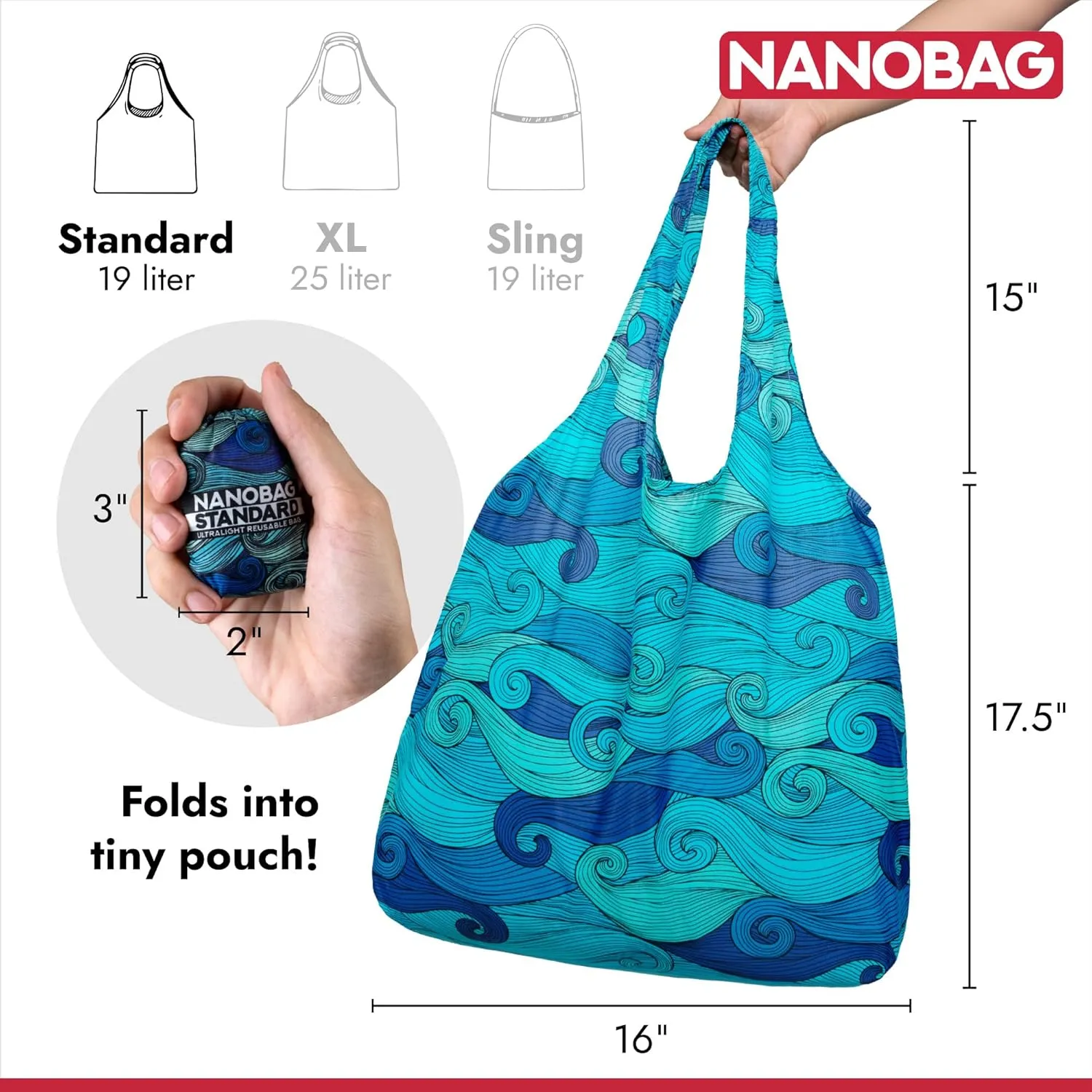 Nanobag Ultra-Lightweight Compact Sling Bag | Perfect for Travel, Shopping & Daily Use | Reusable - Tiny - Eco-Friendly (Sling, Planets)