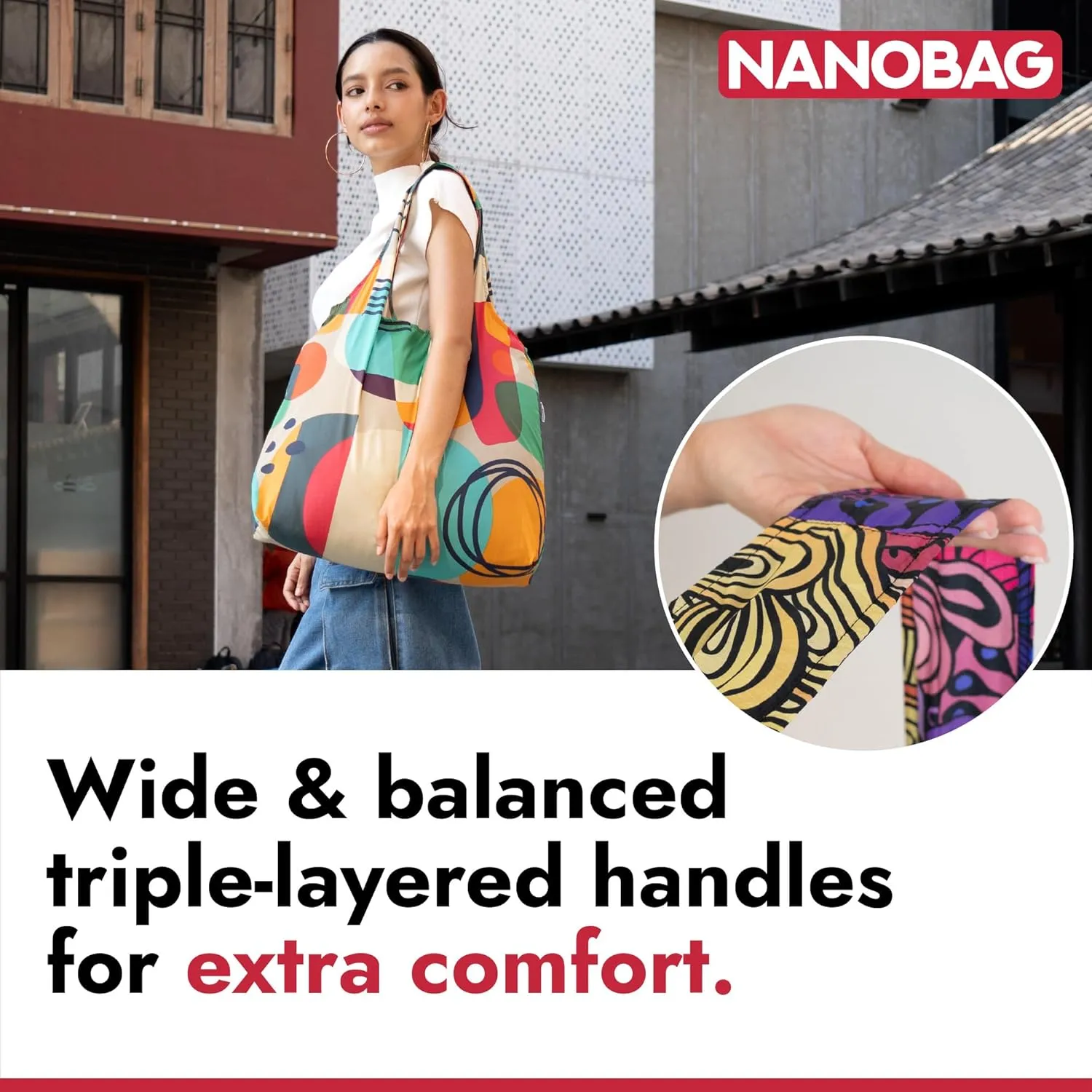 Nanobag Ultra-Lightweight Sling Cross-Body Bag | Perfect for Travel, Shopping & Daily Use | Reusable grocery bags | Tiny | Eco-Friendly (Sling, Black)