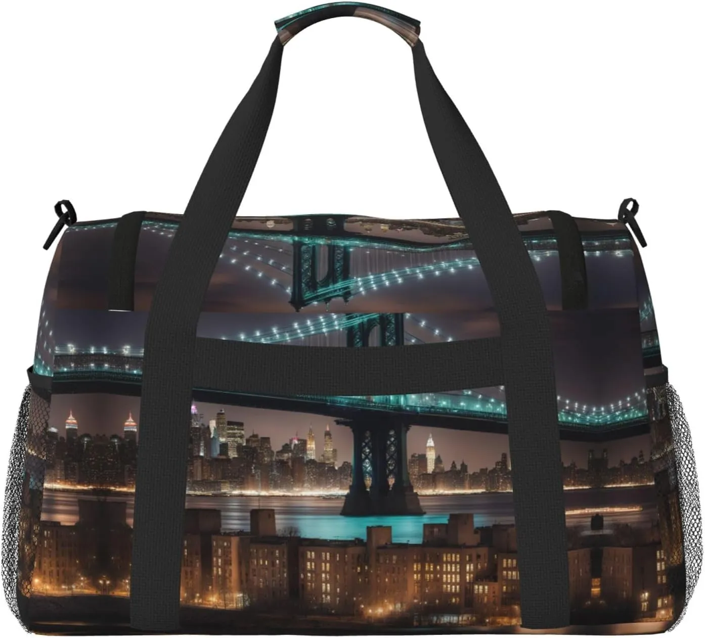 New York Manhattan Bridge Night Travel Bag, Weekender Bags For Women Men For Outdoor Adventures, Ideal For Camping And Hiking