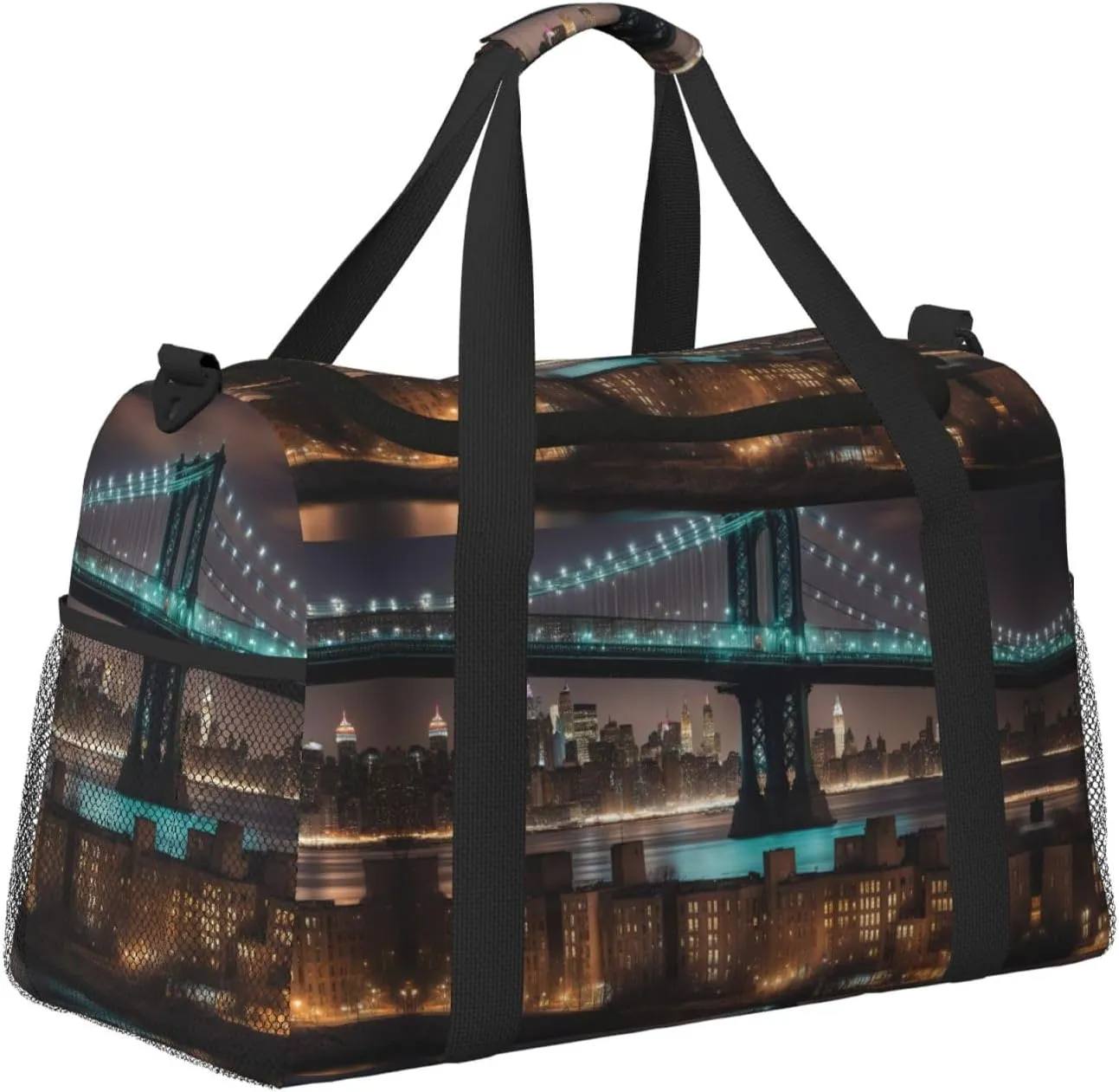 New York Manhattan Bridge Night Travel Bag, Weekender Bags For Women Men For Outdoor Adventures, Ideal For Camping And Hiking
