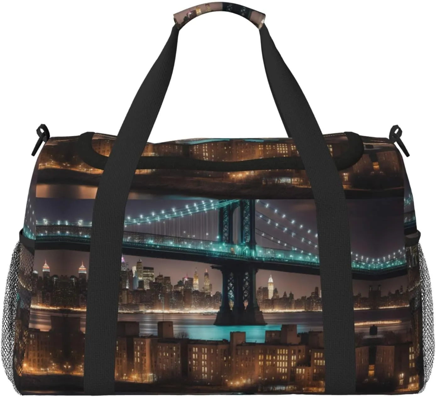 New York Manhattan Bridge Night Travel Bag, Weekender Bags For Women Men For Outdoor Adventures, Ideal For Camping And Hiking