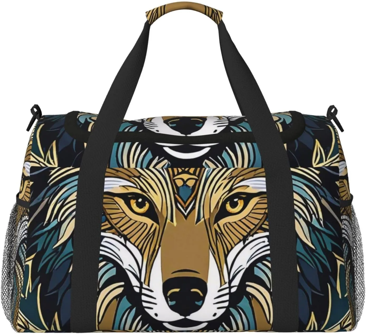 Noble Wolf Print Travel Duffel Bag for Men & Women, Foldable Travel Bags and Spacious Weekender Tote Bag for Storage Toiletry Luggage Personal Item