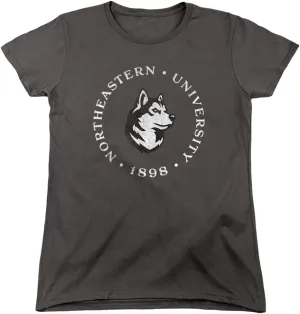 Northeastern University Official Distressed Primary Logo Women's T Shirt