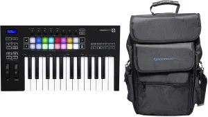 Novation Launchkey 25 MK3 25-Key USB MIDI Ableton Live Keyboard Controller Bundle with Rockville 25-Key Case Soft Carry Bag Backpack For Impulse w/Launchkey 25 Keyboards
