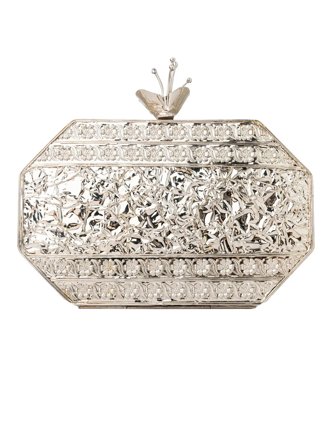 NR By Nidhi Rathi Blue White Embellished Box Clutch