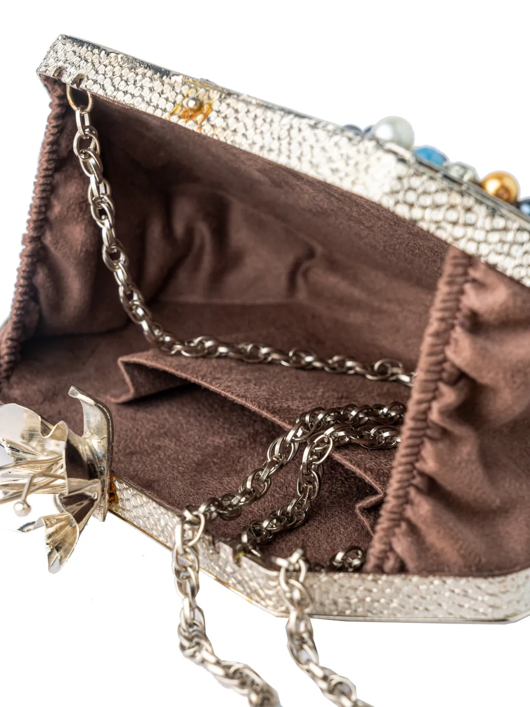 NR By Nidhi Rathi Blue White Embellished Box Clutch