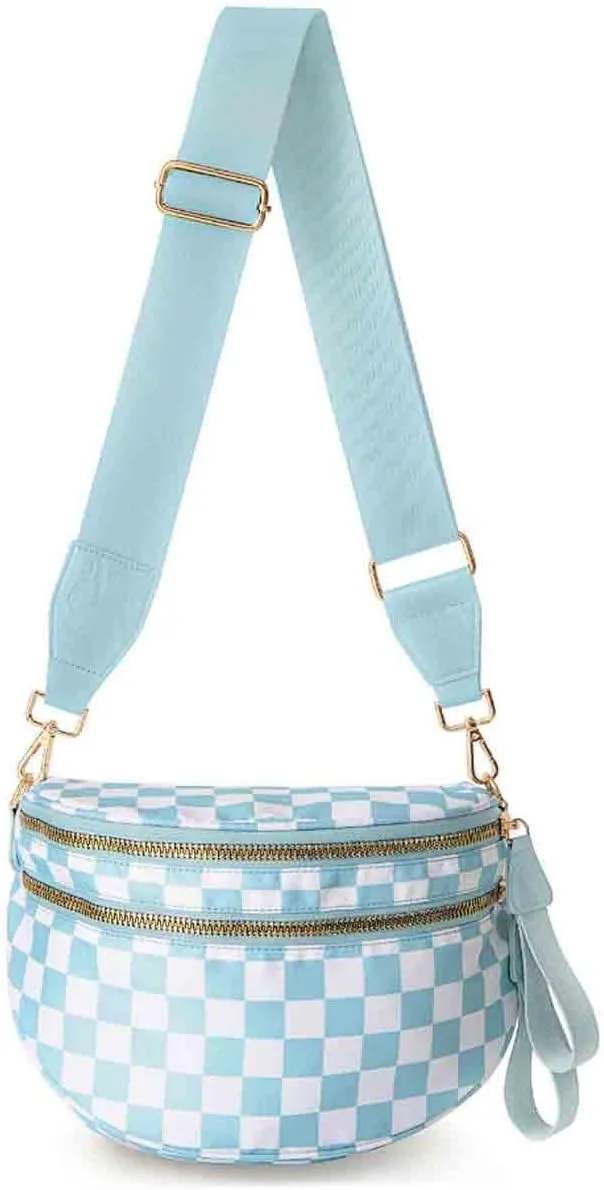 Nuvore ComfortBag,Nuvore Crossbody Bag,Multiple Pockets Large Capacity Spacious Stylish Checkered Bum Bags for Women