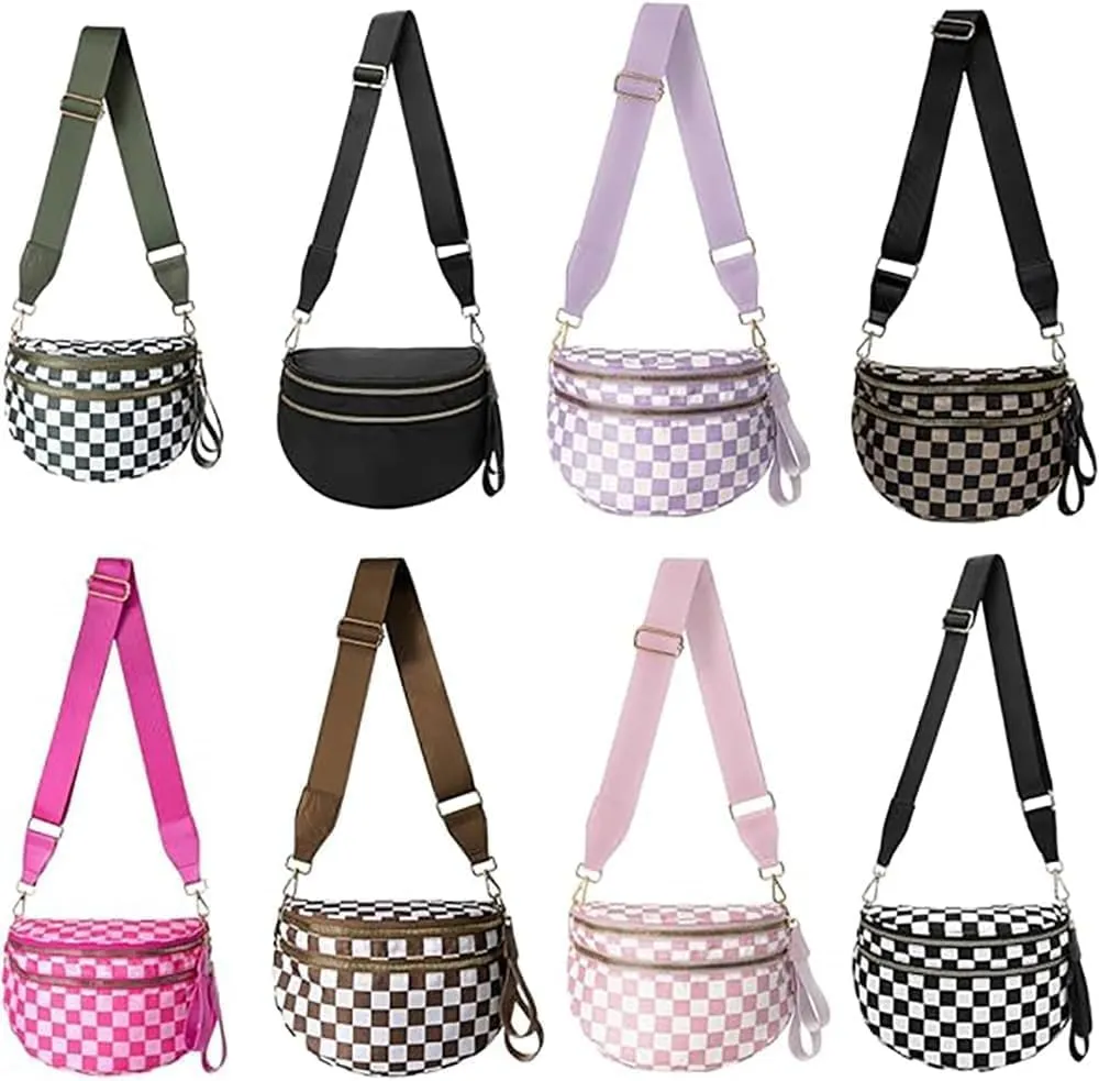 Nuvore ComfortBag,Nuvore Crossbody Bag,Multiple Pockets Large Capacity Spacious Stylish Checkered Bum Bags for Women