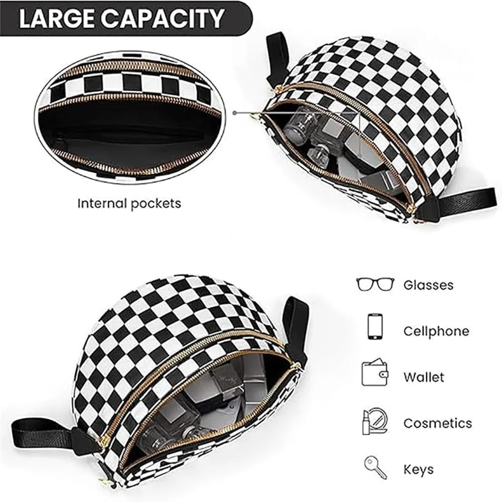 Nuvore ComfortBag,Nuvore Crossbody Bag,Multiple Pockets Large Capacity Spacious Stylish Checkered Bum Bags for Women