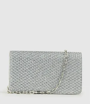 NYX Evening Bag in Silver Metallic Fabric