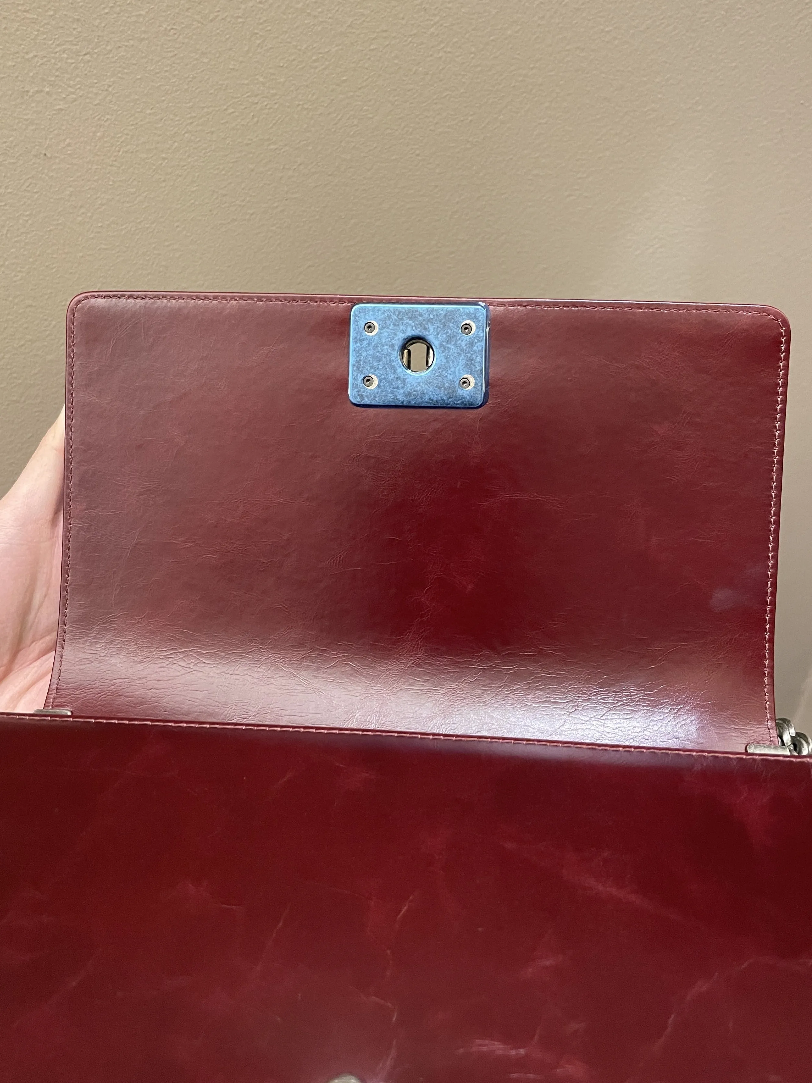 Old Aged Calfskin Burgundy Medium Top-rated Quilted Chanel Unique assortment Chained Bag Boy