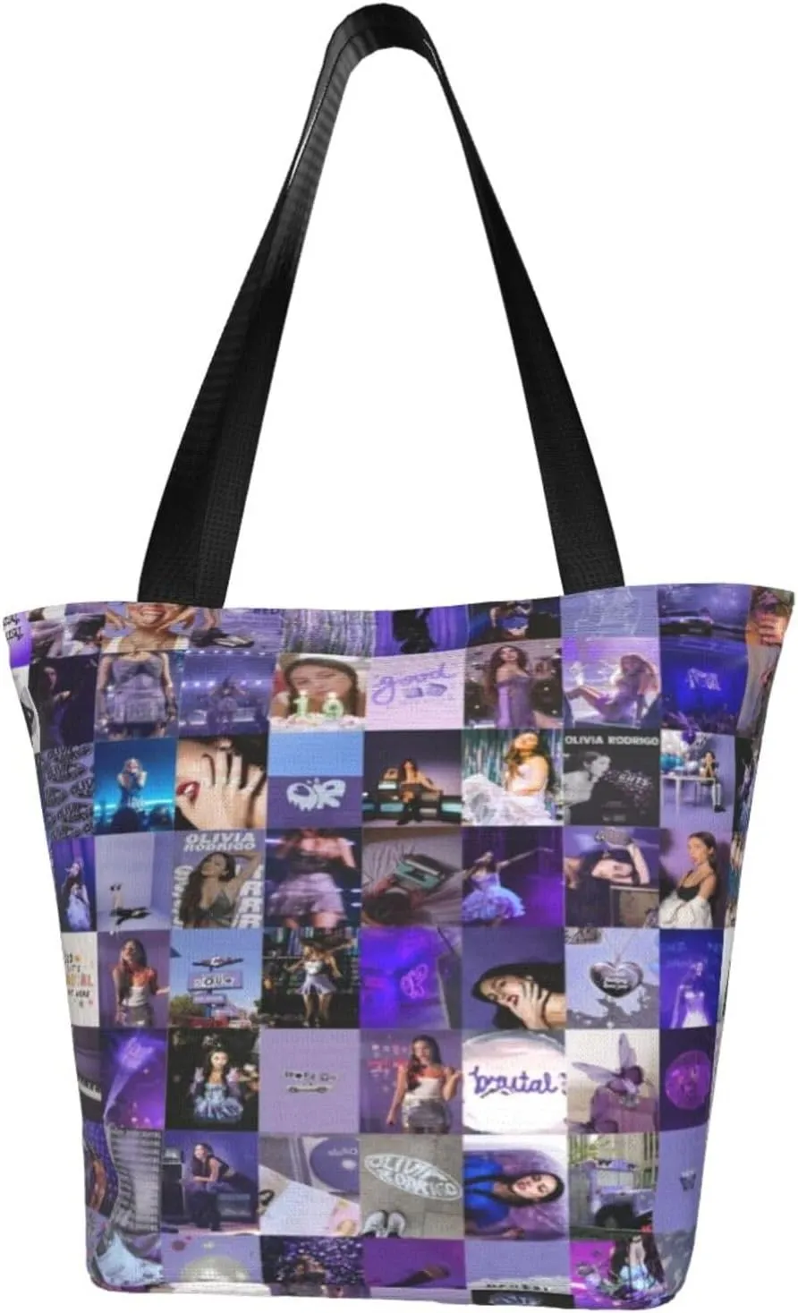Olivia Songwriter Actress Rodrigo Shopping Handbag Tote Bags with Zipper Unisex Lightweight Shoulder Bag Daily Bags for Travel