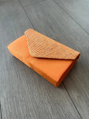 ORANGE ENVELOPE CLUTCH BAG WITH RHINESTONES