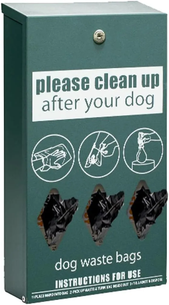 Original Rust-Proof Mini Dog Waste Station with Galvanized Square Steel Post - Free 400 dog waste roll bags