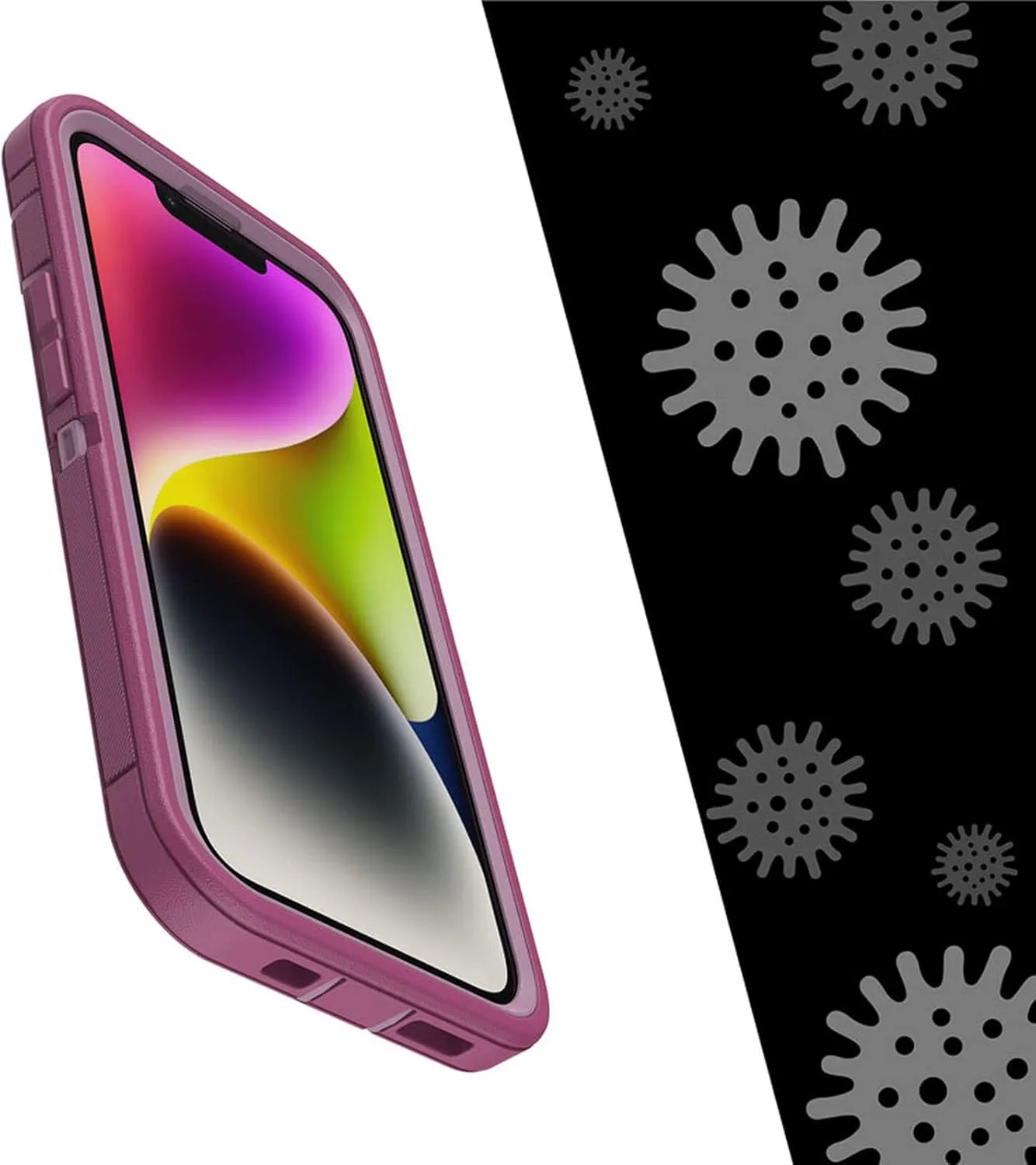 OtterBox Defender Series Screenless Edition Case for iPhone 14 & iPhone 13 (Only) - Holster Clip Included - Microbial Defense Protection - Non-Retail Packaging - Morning Sky (Pink)