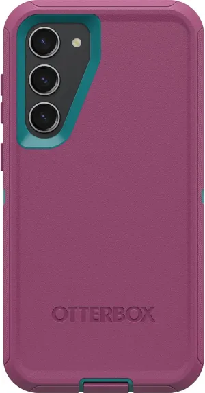 OtterBox Galaxy S23  Defender Series Case - Canyon Sun (Pink), Rugged & Durable, with Port Protection, Includes Holster Clip Kickstand