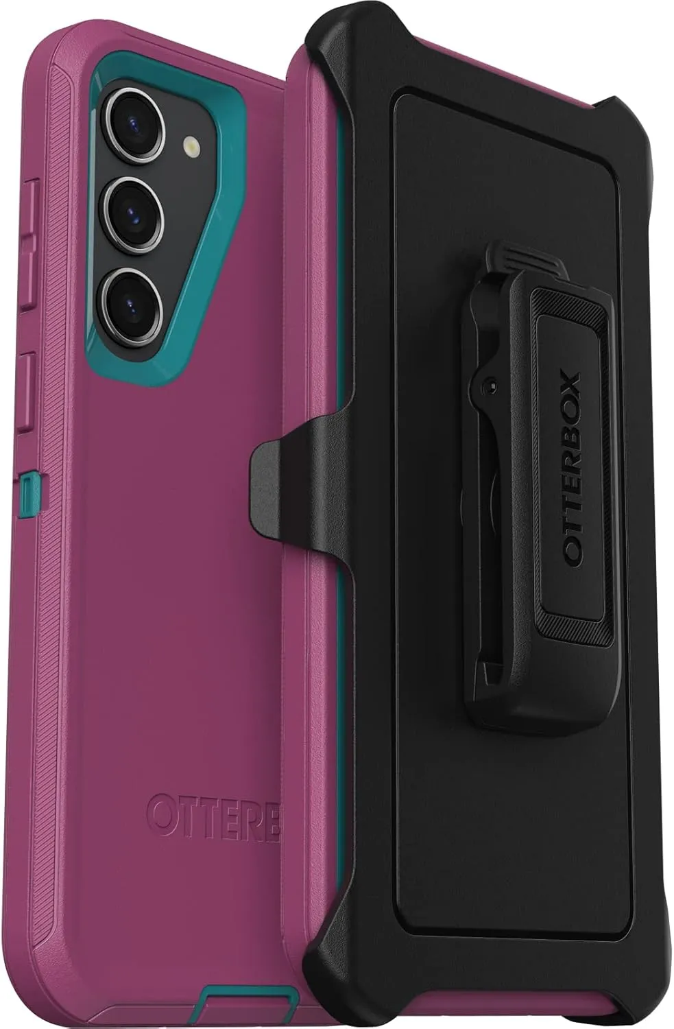 OtterBox Galaxy S23  Defender Series Case - Canyon Sun (Pink), Rugged & Durable, with Port Protection, Includes Holster Clip Kickstand