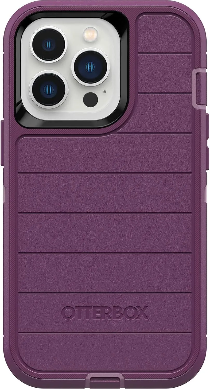 OtterBox iPhone 13 Pro (ONLY) Defender Series Pro Case - Happy Purple, screenless, Rugged & Durable, with Port Protection, Includes Holster Clip Kickstand