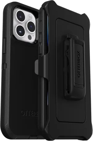 OtterBox iPhone 14 Pro Max (ONLY) Defender Series Case - BLACK , rugged & durable, with port protection, includes holster clip kickstand