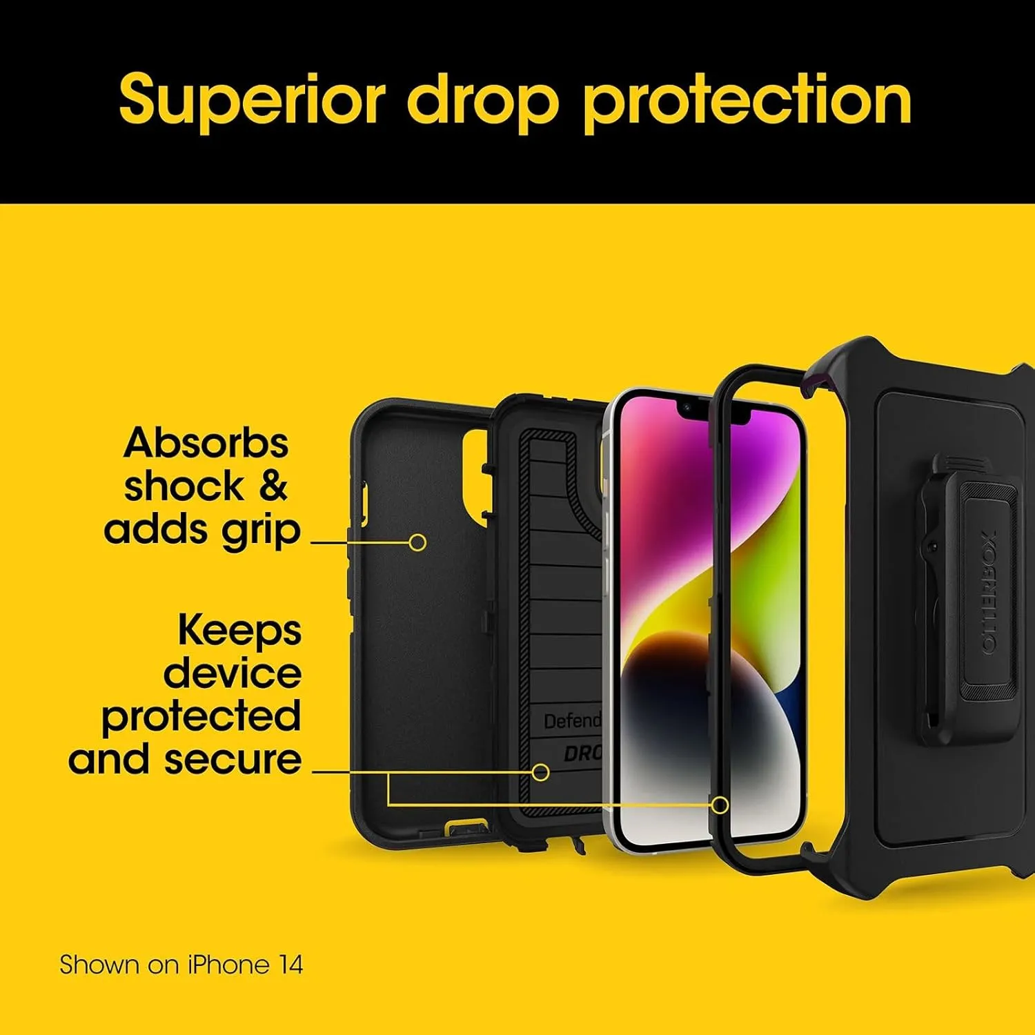 OtterBox iPhone 15, iPhone 14, & iPhone 13 (Only) - Defender Series Case - Forest Ranger - Rugged & Durable - with Port Protection - Holster Clip Includes - Microbial Defense Protection