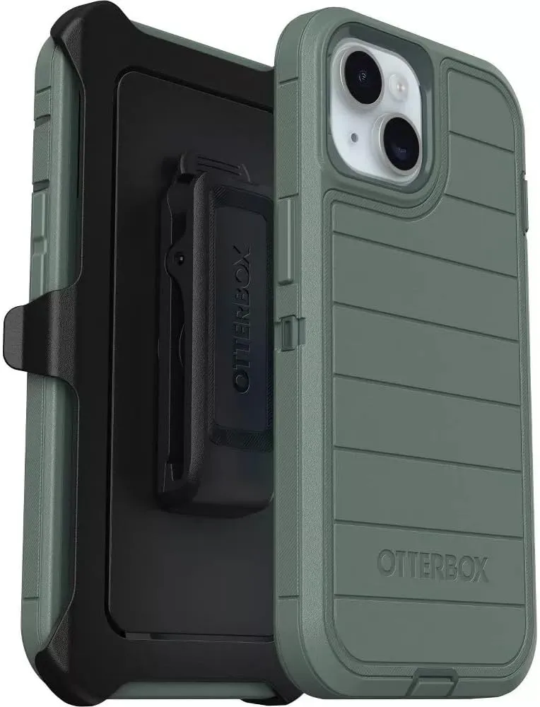 OtterBox iPhone 15, iPhone 14, & iPhone 13 (Only) - Defender Series Case - Forest Ranger - Rugged & Durable - with Port Protection - Holster Clip Includes - Microbial Defense Protection