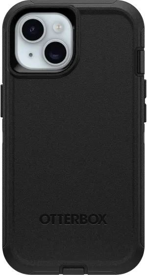 OtterBox iPhone 15, iPhone 14, and iPhone 13 Defender Series Case - BLACK, screenless, rugged & durable, with port protection, includes holster clip kickstand