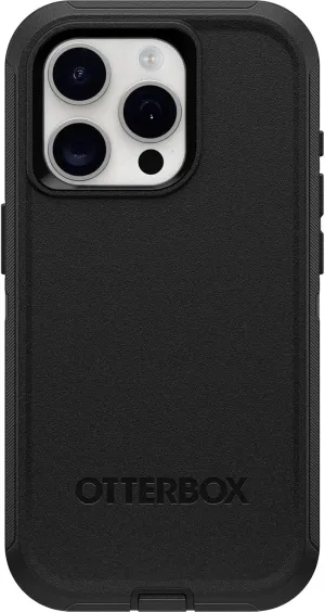 OtterBox iPhone 15 Pro (Only) Defender Series Case - Black, screenless, Rugged & Durable, with Port Protection, Includes Holster Clip Kickstand