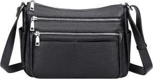 Over Earth Genuine Leather Crossbody Bag for Women Soft Multi Pockets Messenger Bags Ladies Purses and Handbags